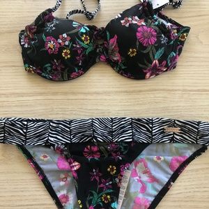 Venus floral bikini underwire bra top and fold over bottoms